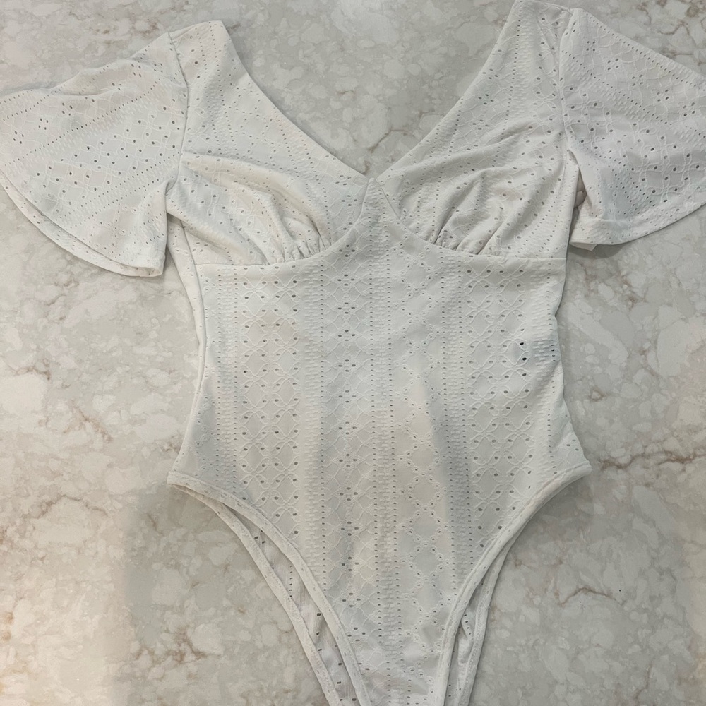 White Bodysuit With Open Back